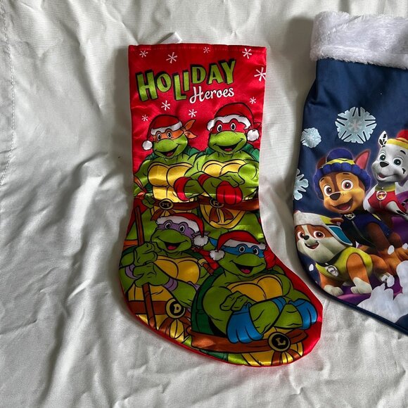Set Of 3 Christmas Stockings Holiday Heroes Ninja Turtles Paw Patrol Baby Yoda K - Picture 2 of 5